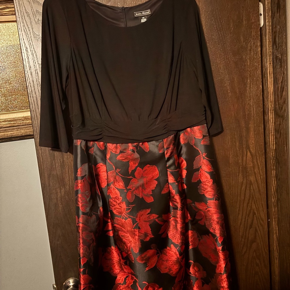 Jessica Howard Black with red foiled floral skirt